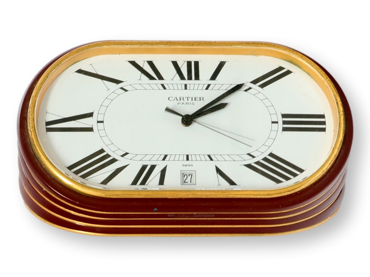 Vintage Cartier Accordion Enameled Desk Clock