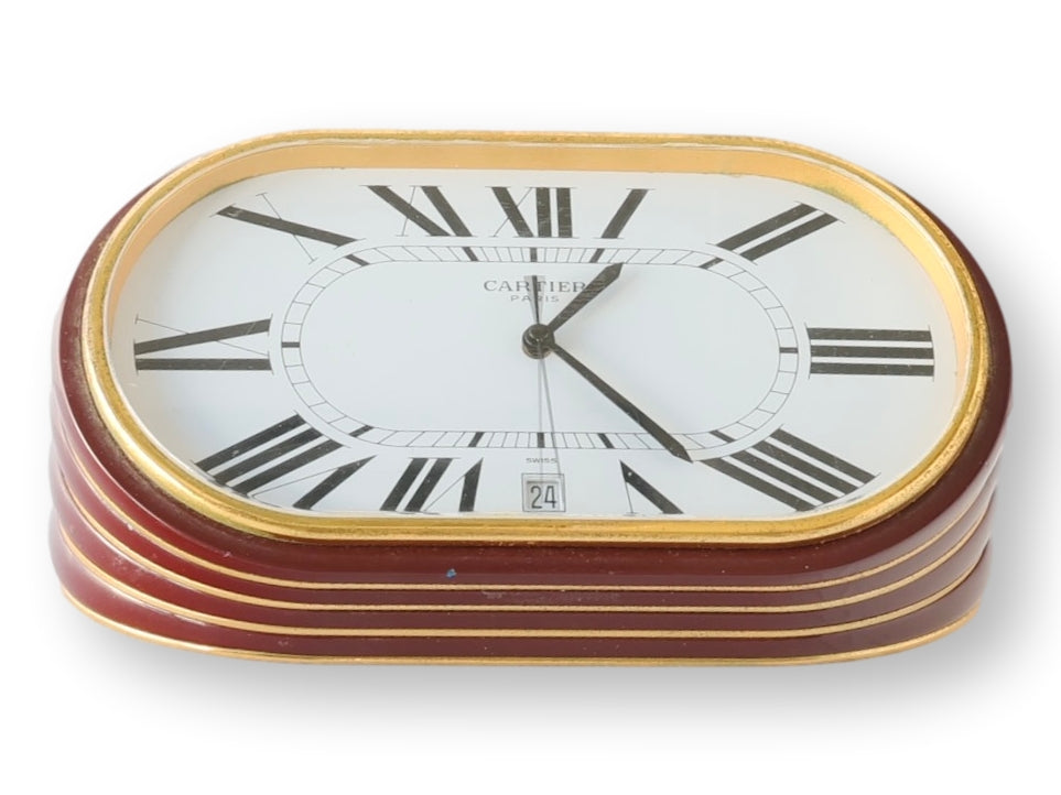 Vintage Cartier Accordion Enameled Desk Clock
