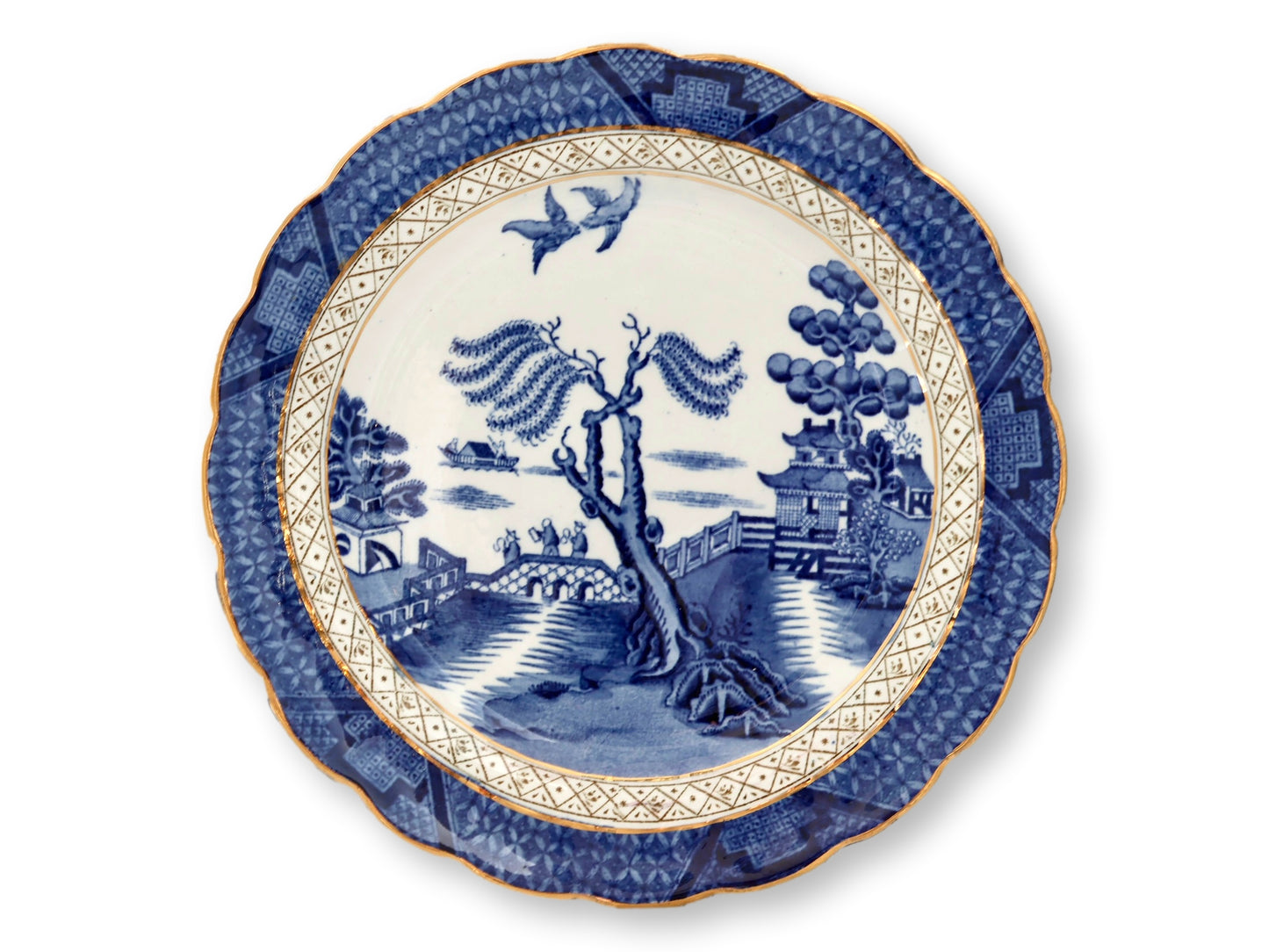 Vintage English Willow Dinnerware, Service for 6