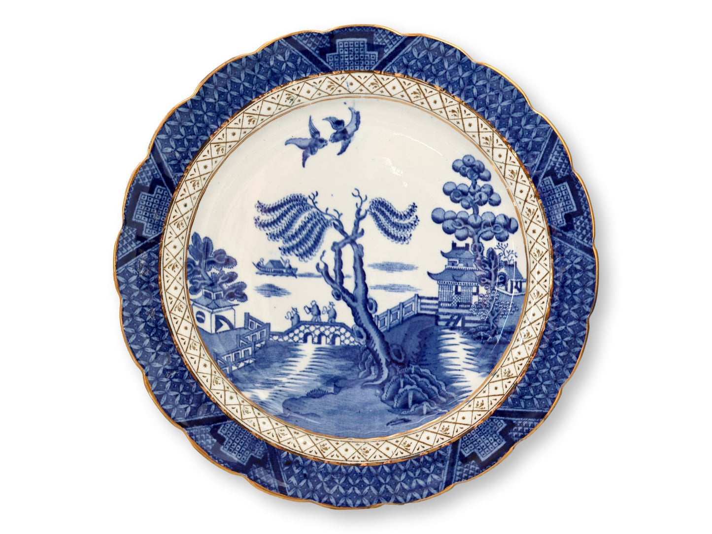 Vintage English Willow Dinnerware, Service for 6