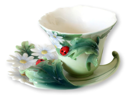 Franz Porcelan Ladybug Cup and Saucer