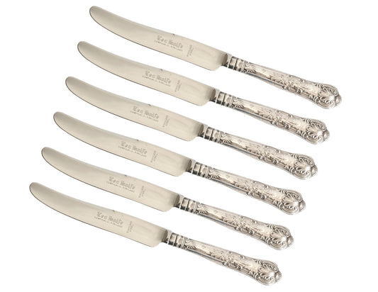 Set of 6 Vintage English Sterling Pastry Knives