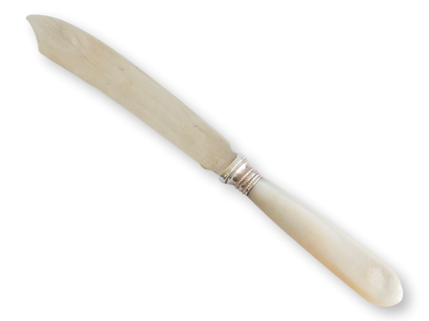 D. 1946 Mother-of-Pearl Handled English Sterling Knives, Walker & Hall