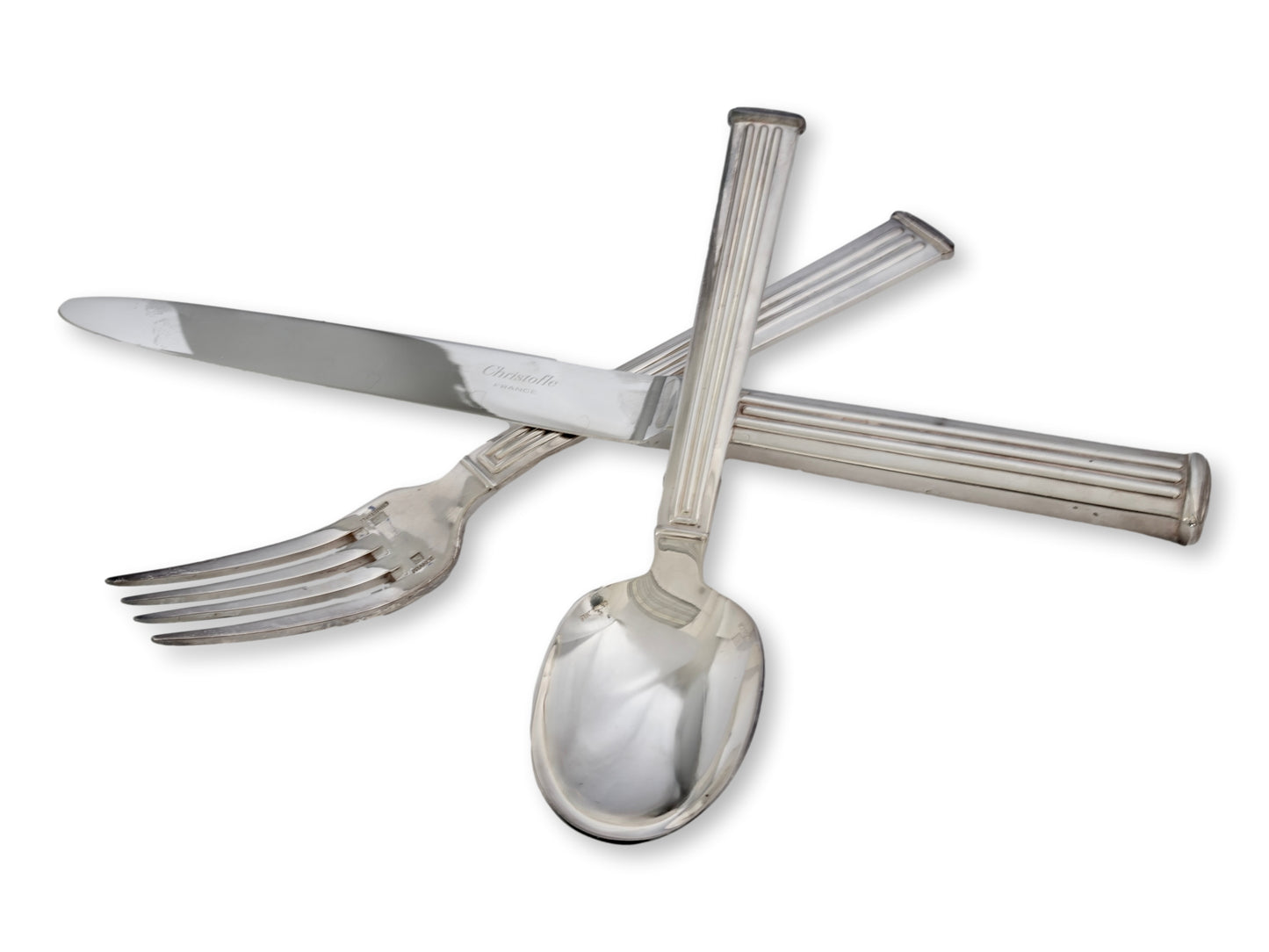 Vintage Christofle Triade Pattern Flatware, Service for 8