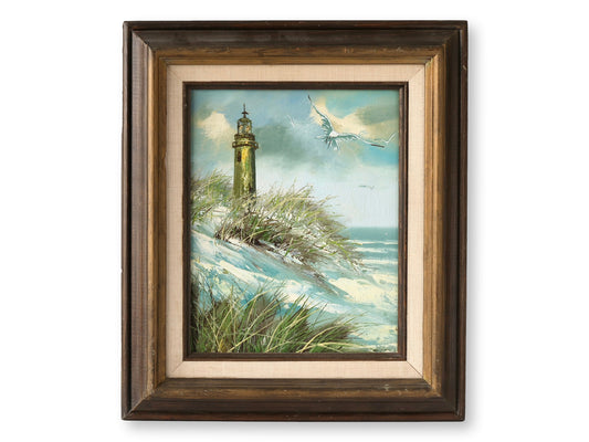 Midcentury Light House Oil on Canvas