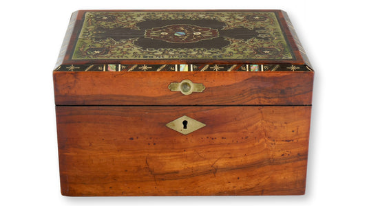 C. 1840s English Inlaid Wood Storage Box