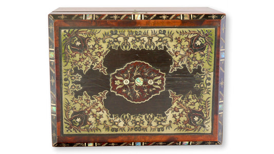 C. 1840s English Inlaid Wood Storage Box
