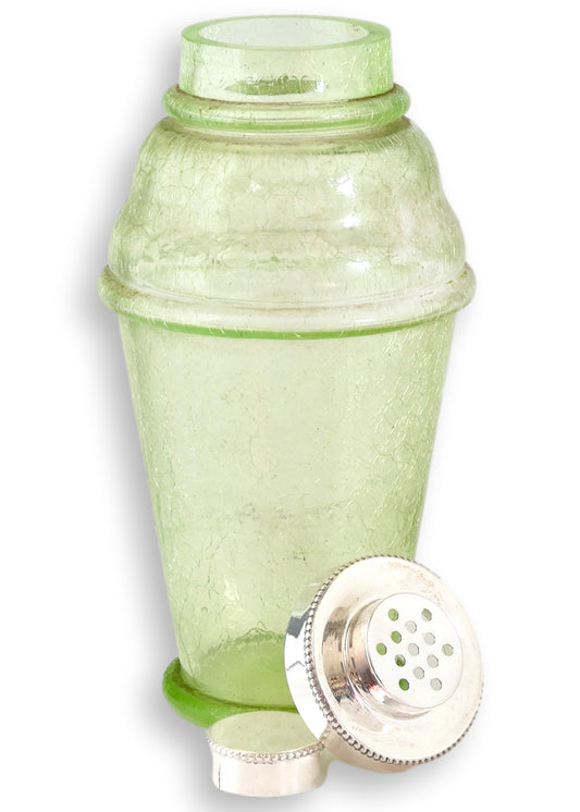 Art Deco Green Glass Cocktail Shaker