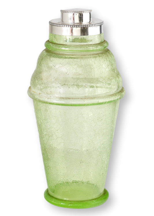 Art Deco Green Glass Cocktail Shaker