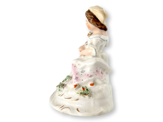 Antique Staffordshire Girl w/Goat