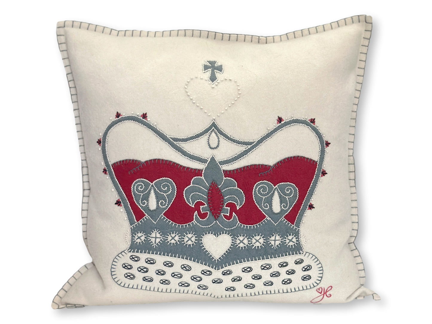 Jan Constantine Commemorative Royal Crown Wool Pillow