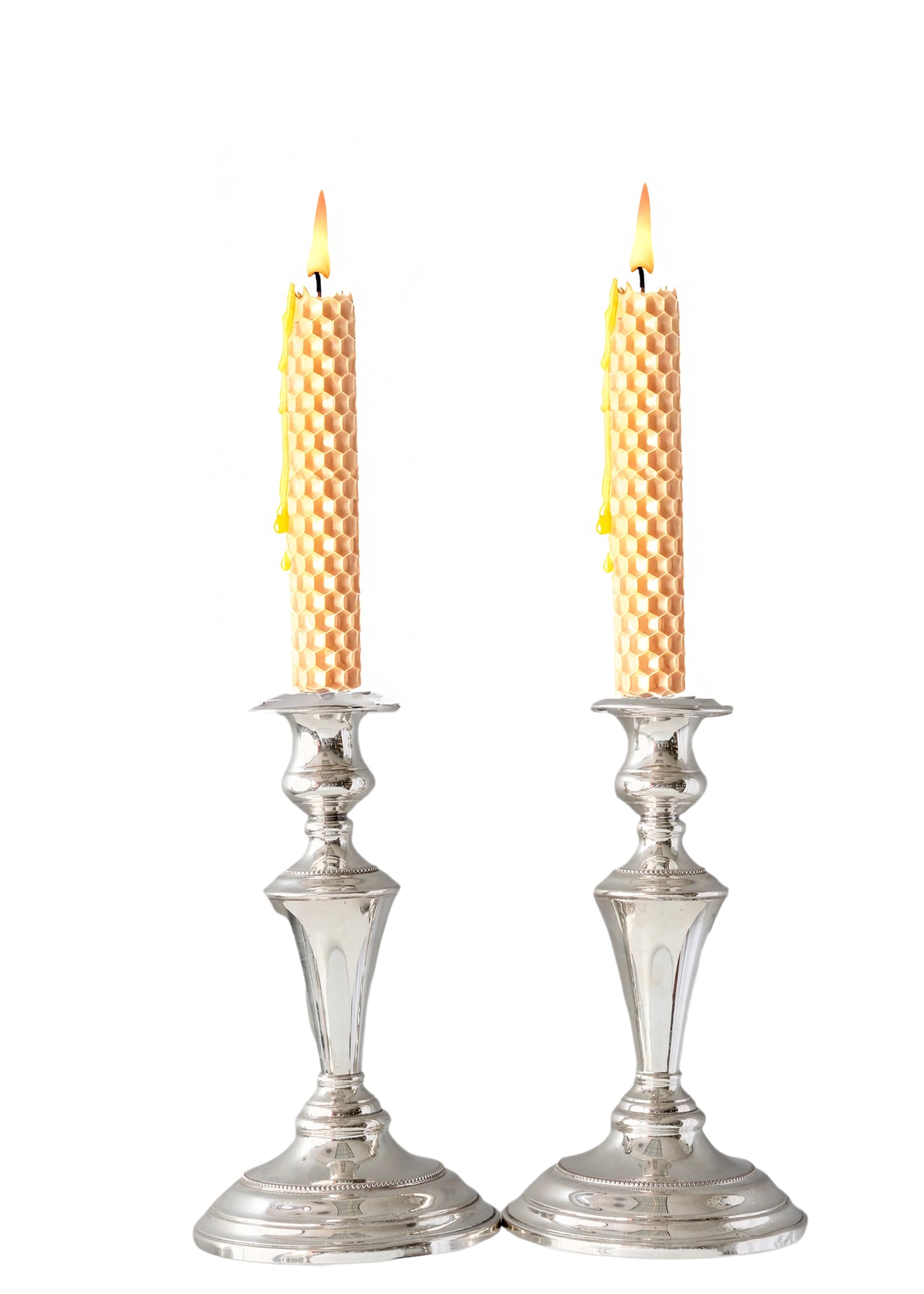 Heavy English Silver-Plate Candlesticks
