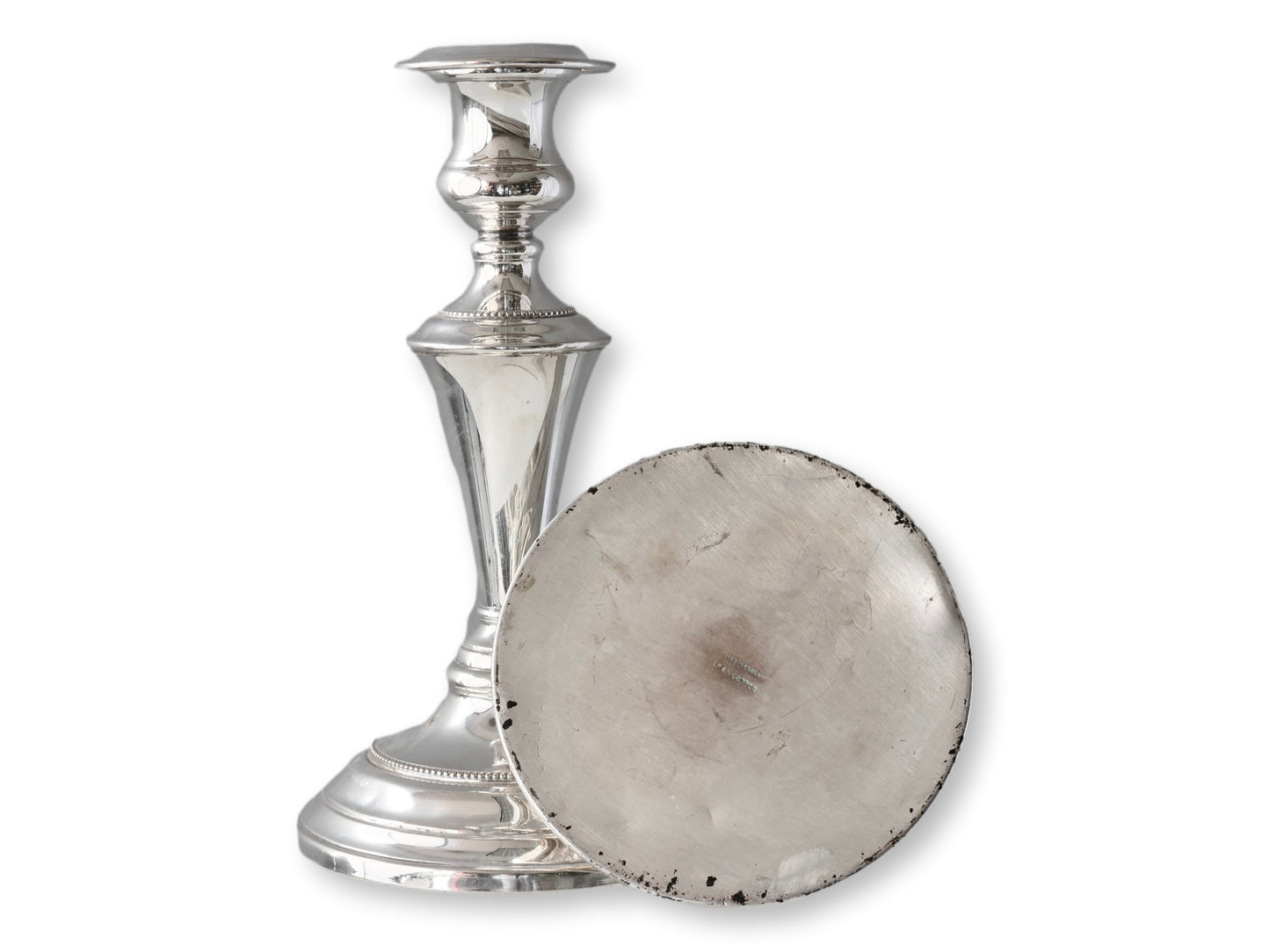 Heavy English Silver-Plate Candlesticks
