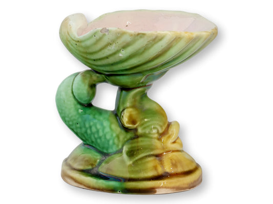 Antique English Majolica Dolphin Dish