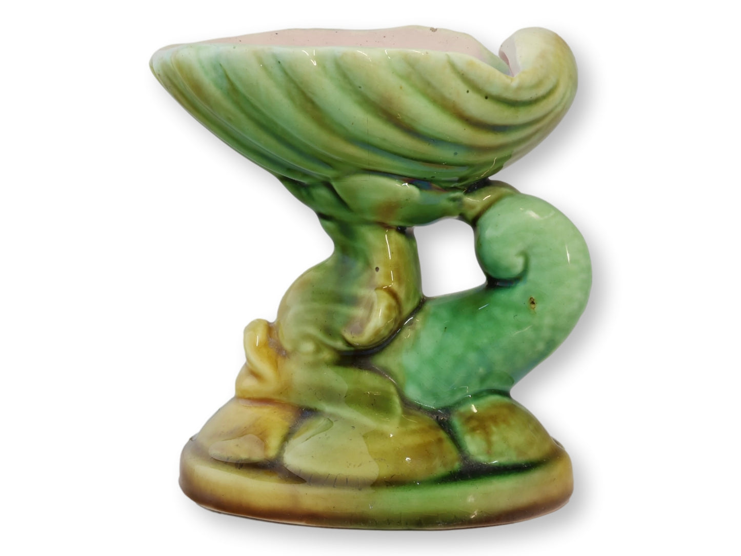 Antique English Majolica Dolphin Dish