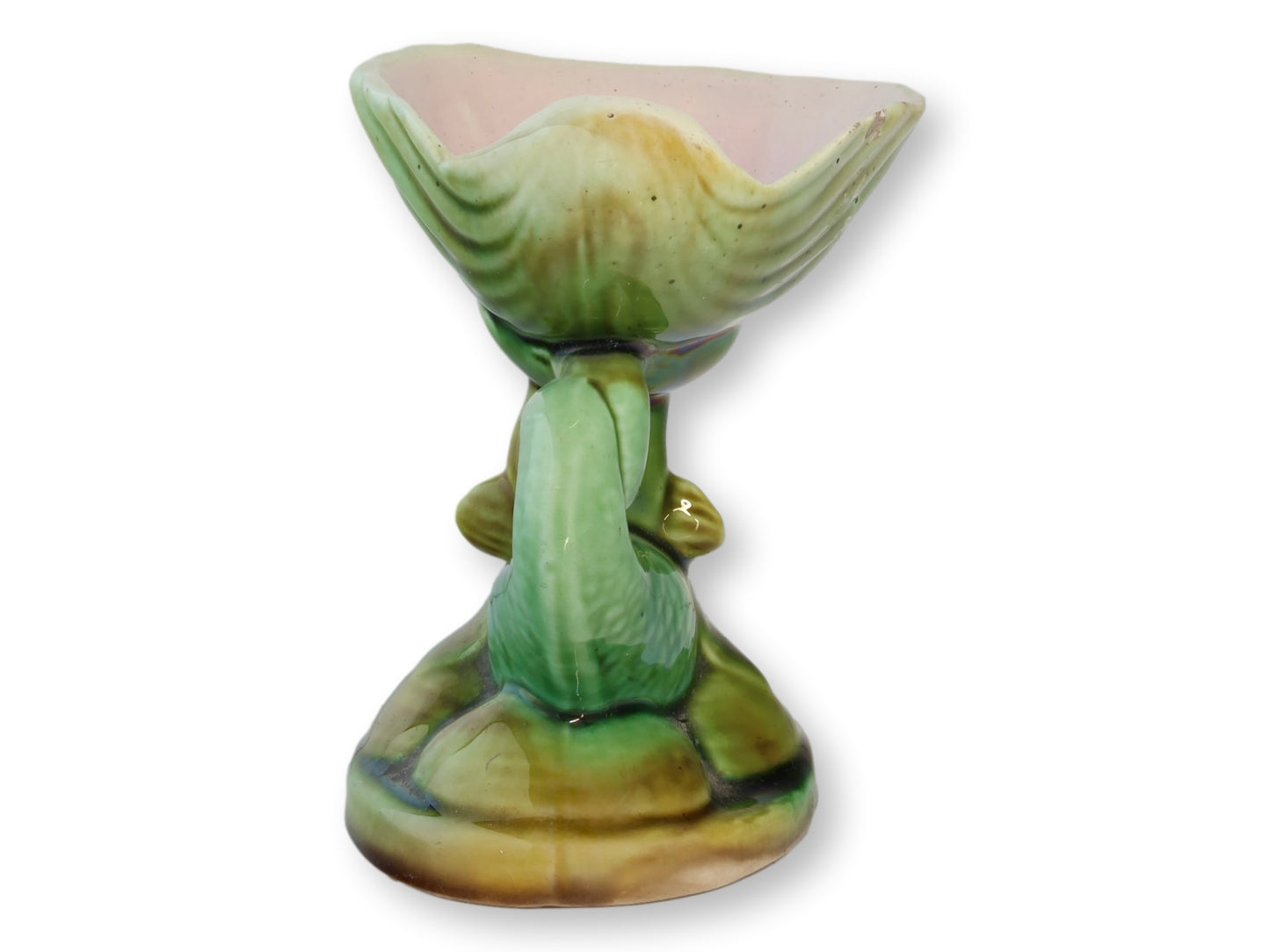 Antique English Majolica Dolphin Dish