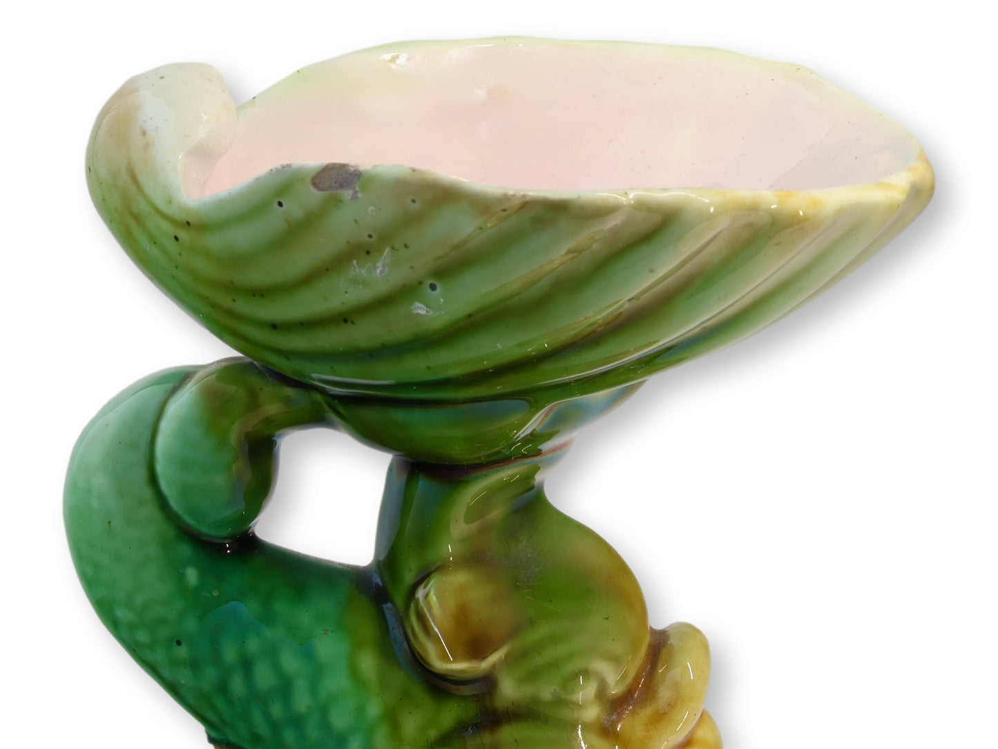 Antique English Majolica Dolphin Dish