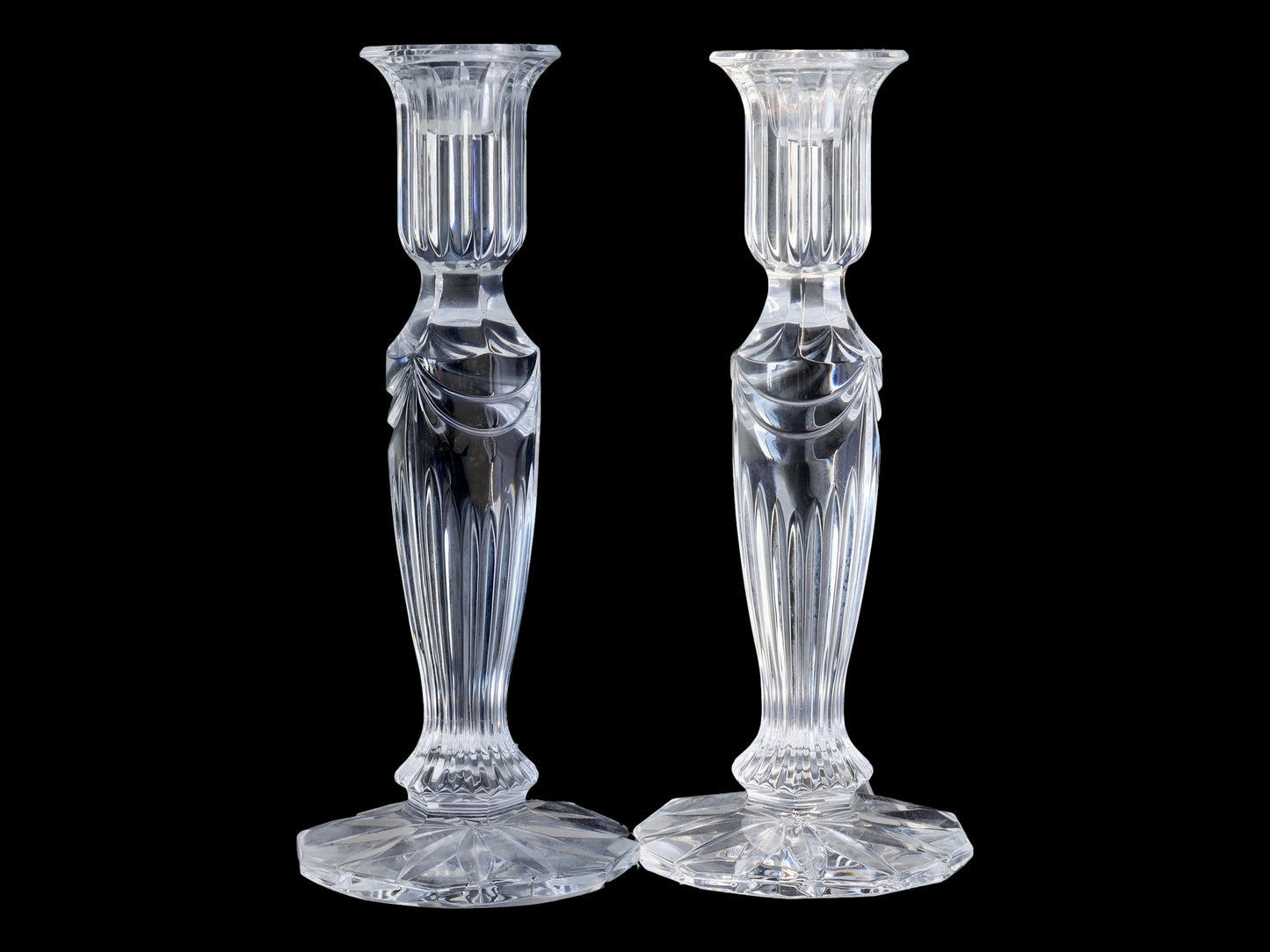 Vintage Waterford 8" Prentiss Cut Crystal Candlesticks