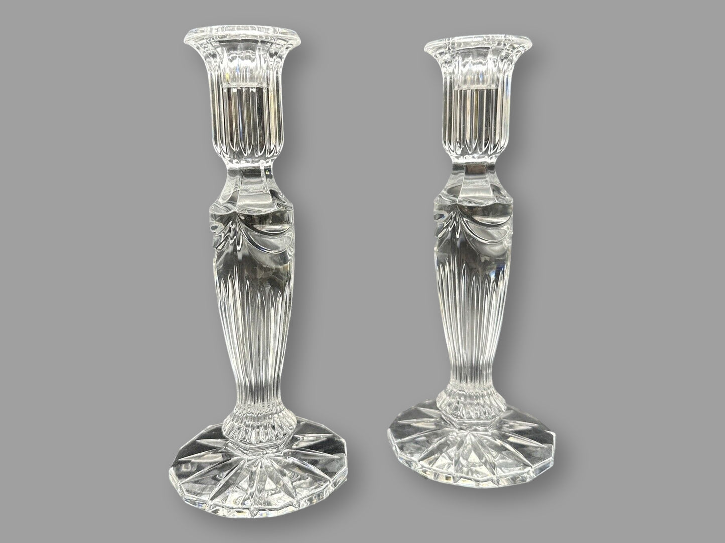 Vintage Waterford 8" Prentiss Cut Crystal Candlesticks