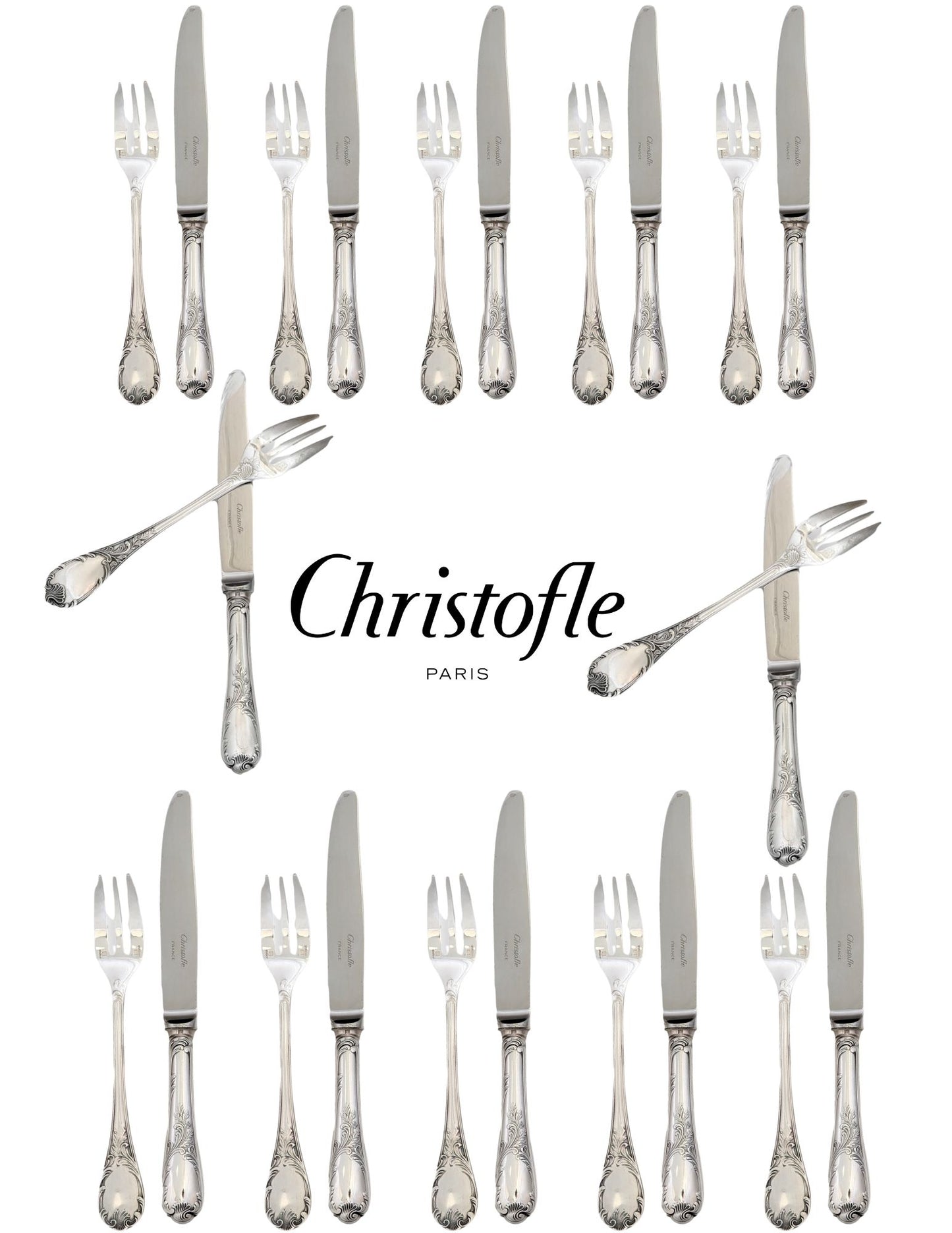 French Christofle Marly Dessert Set