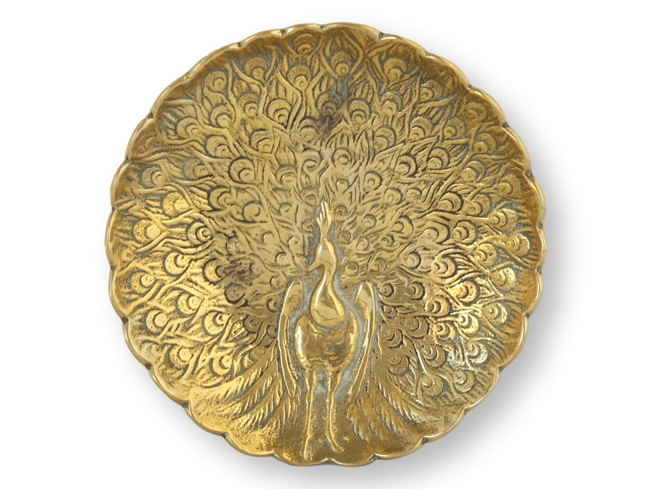 English Brass Peacock Trinket Dish