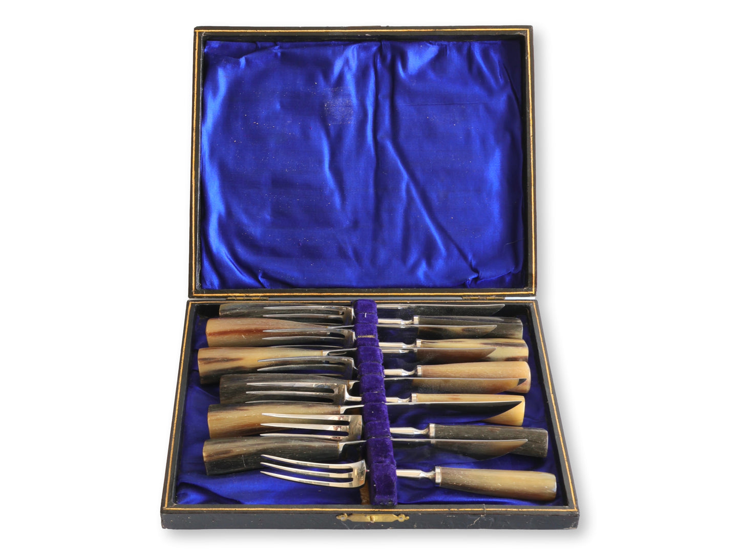 Early 1900s English Stag Horn Handled Steak Set