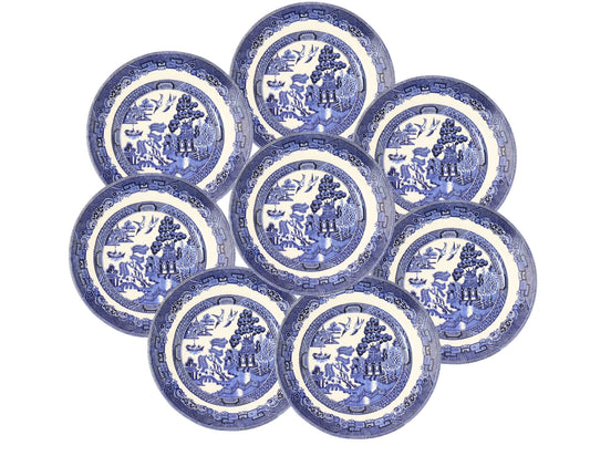 Vintage English Willow Dessert Plates, Set of 8