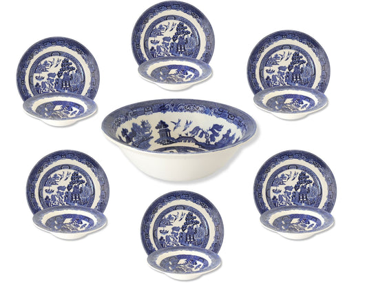 Vintage English Willow Dessert / Breakfast Set