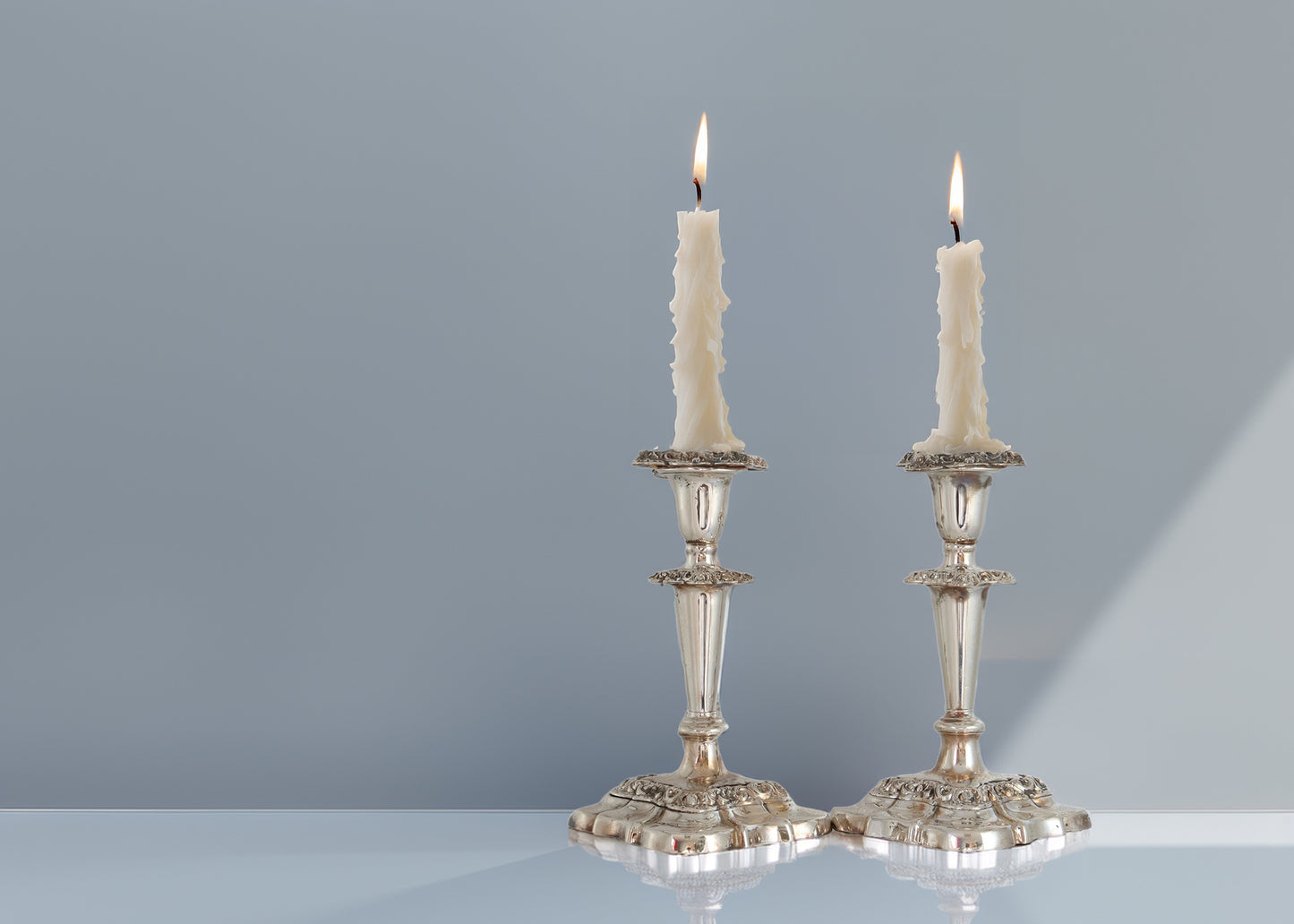 1940s English Sheffield Plate Candleholders