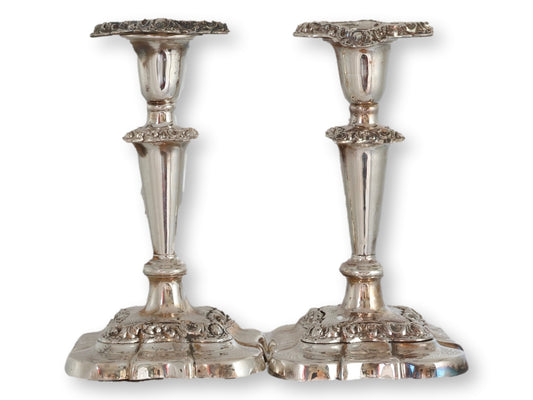 1940s English Sheffield Plate Candleholders