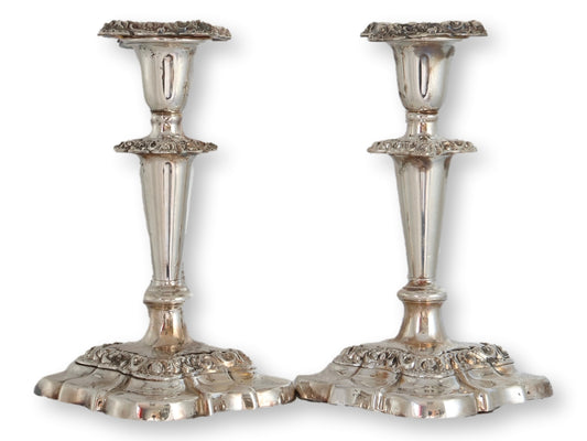 1940s English Sheffield Plate Candleholders