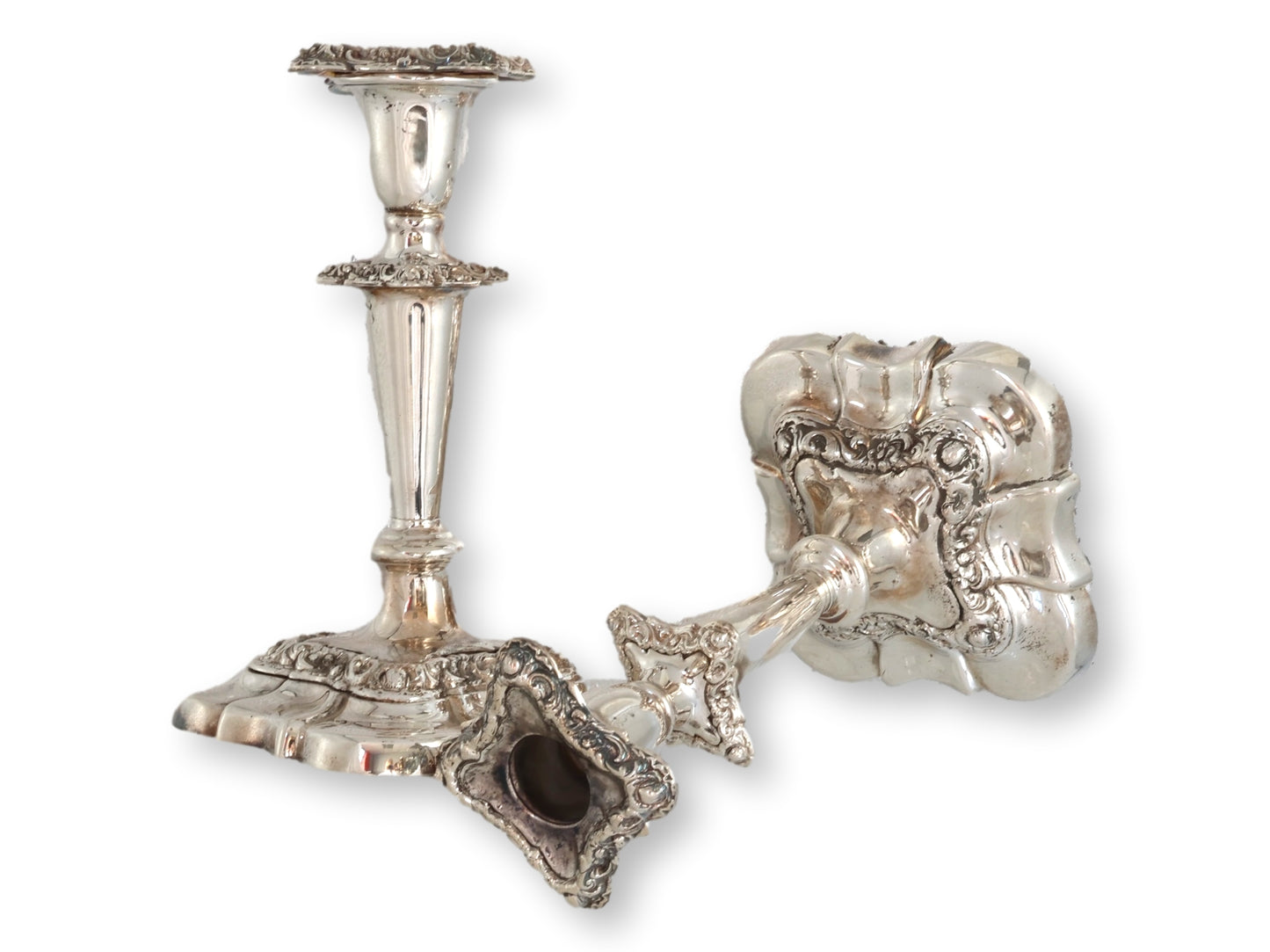 1940s English Sheffield Plate Candleholders