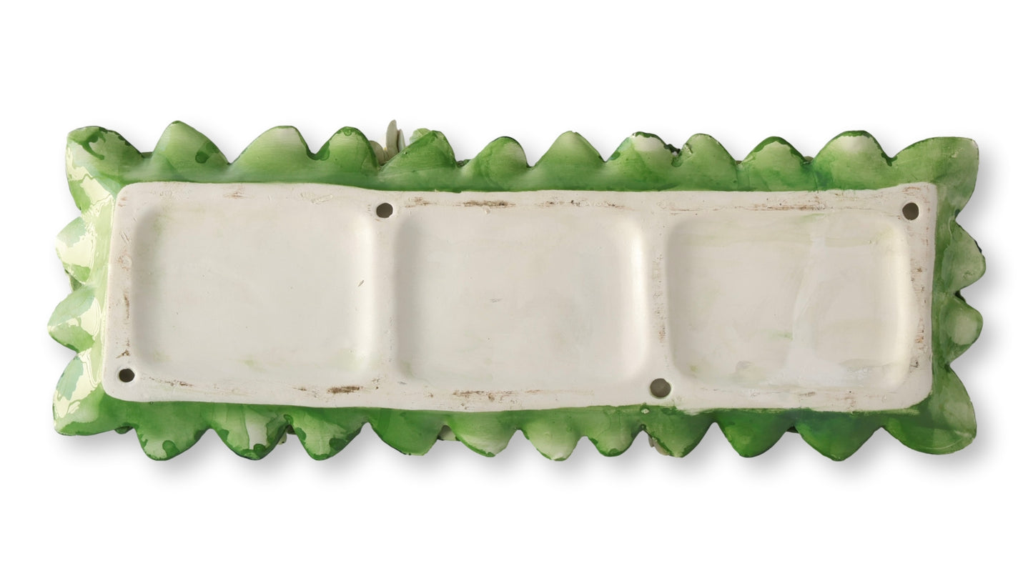 Midcentury Italian Trompe L'oeil Fig & Flower Candleholder Centerpiece