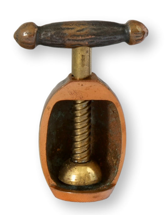 Rare Midcentury Walnut-Form Brass Nutcracker