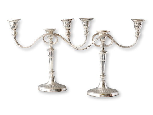 Midcentury English Silver-Plate Candelabras