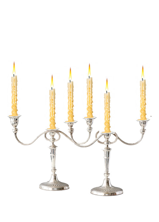Midcentury English Silver-Plate Candelabras