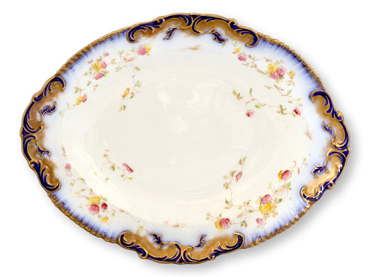 Antique English Flow Blue & Gilt Dish