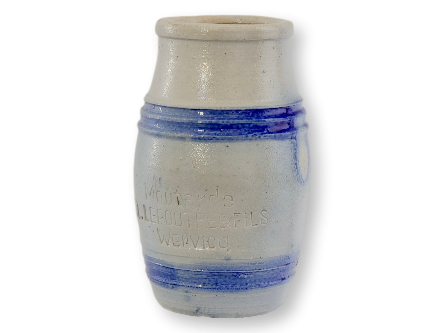 Antique French Blue-Banded Mustard Pot