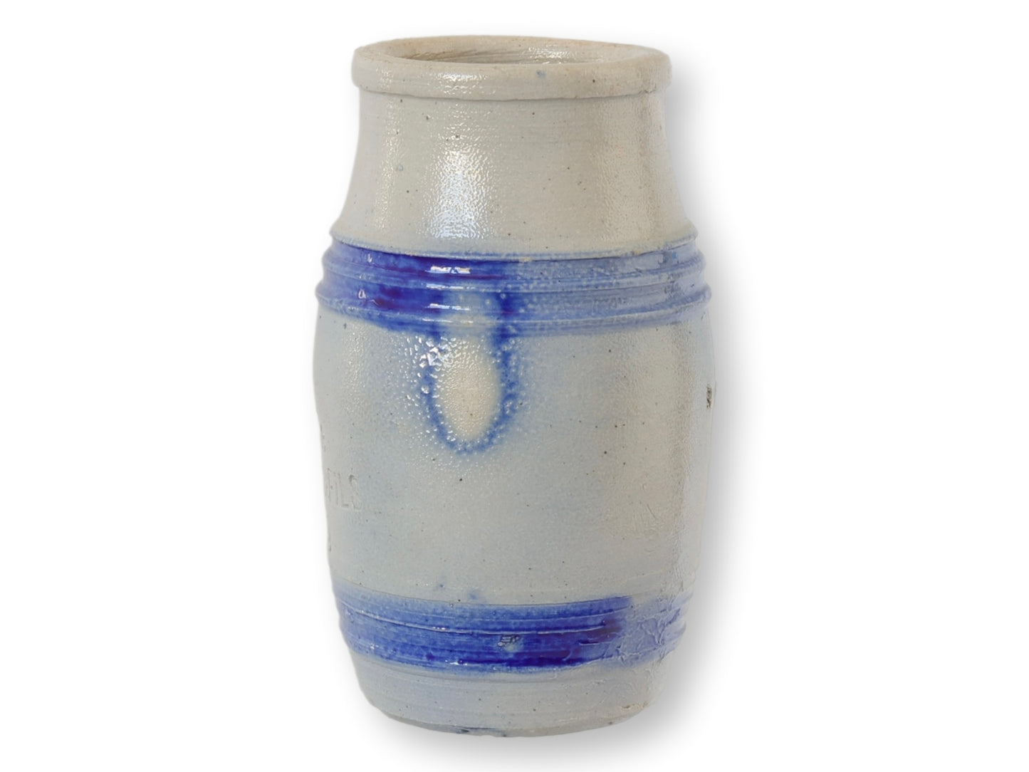 Antique French Blue-Banded Mustard Pot