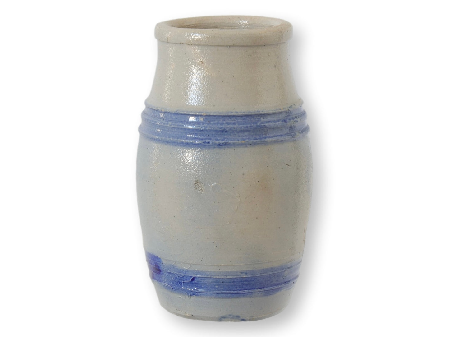 Antique French Blue-Banded Mustard Pot