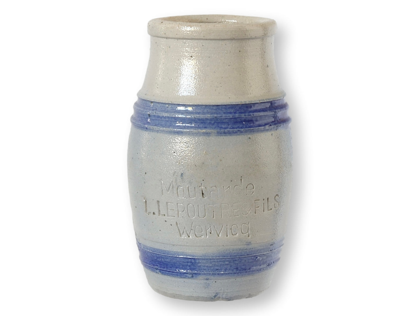 Antique French Blue-Banded Mustard Pot
