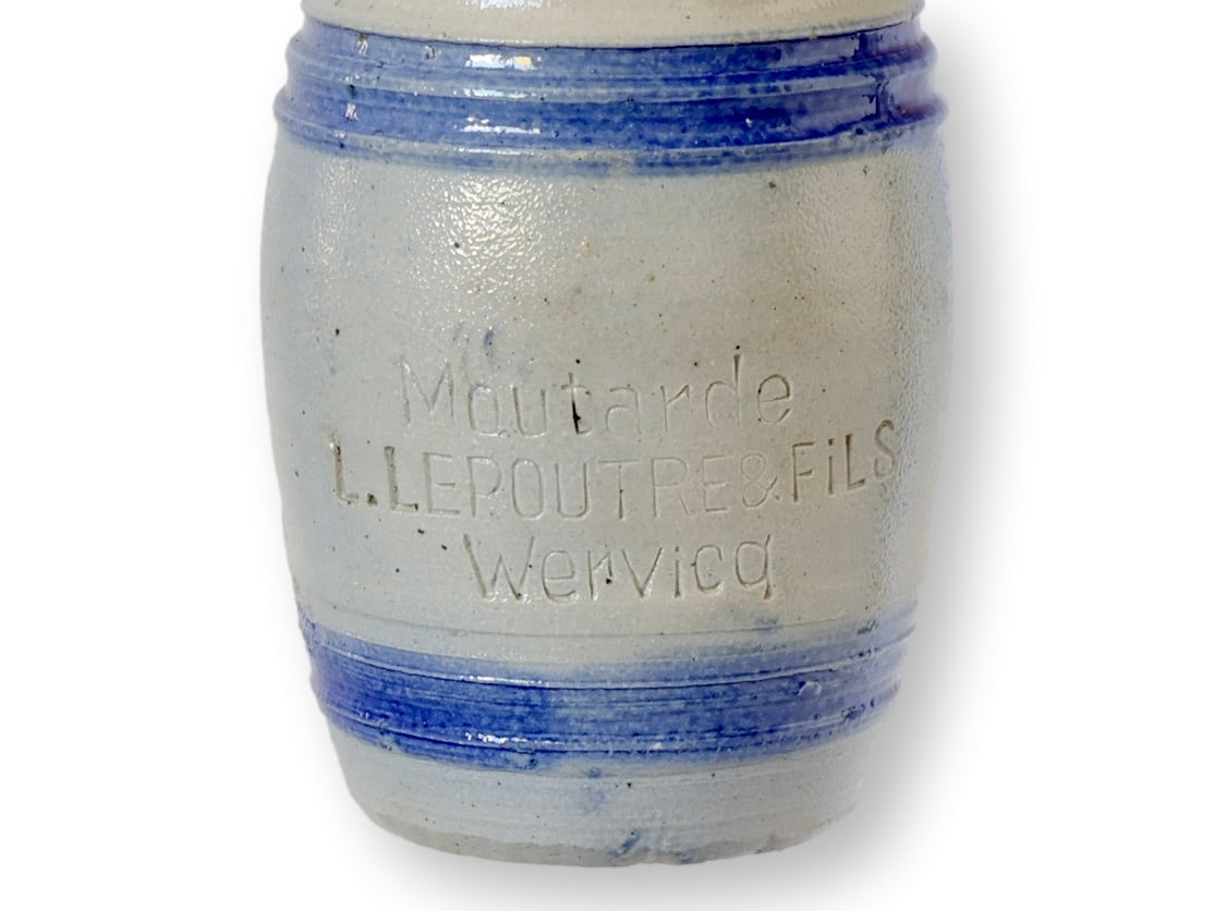 Antique French Blue-Banded Mustard Pot