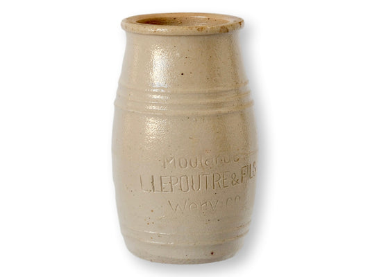 Antique French Neutral Stoneware Mustard Pot