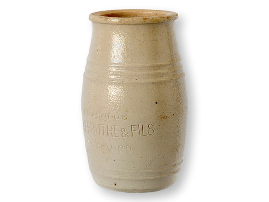Antique French Neutral Stoneware Mustard Pot