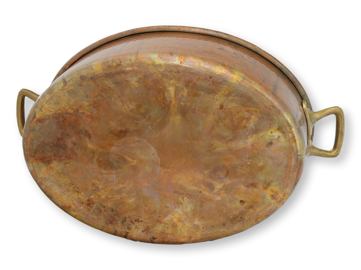 Large 19th Century French Hammered Copper Pot w/ Lid