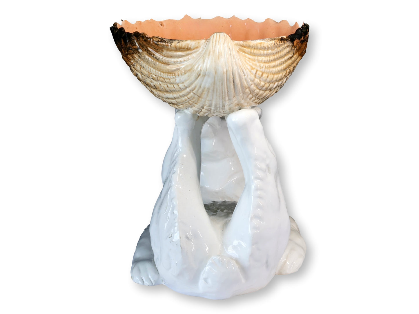 Midcentury Polar Bear & Clamshell Ceramic Compote