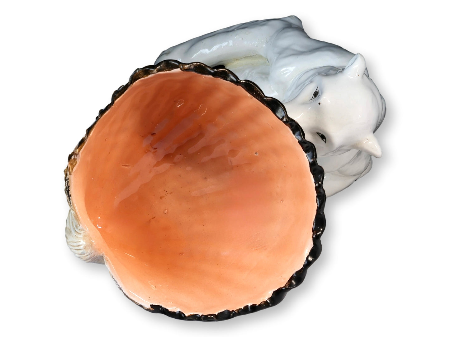 Midcentury Polar Bear & Clamshell Ceramic Compote