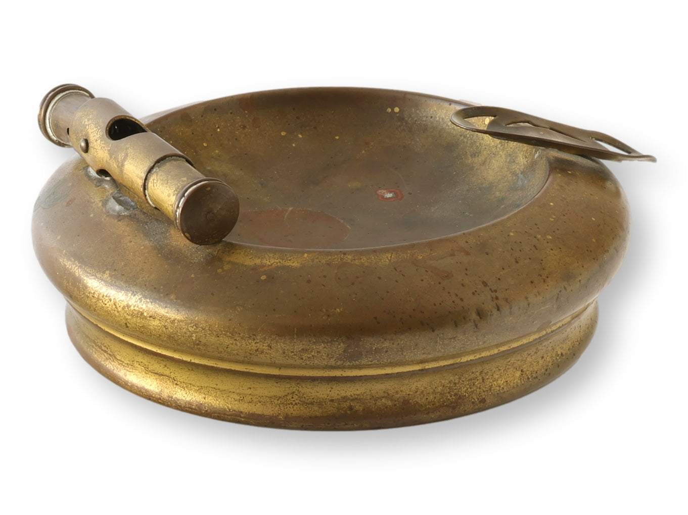 1920s French Glass Cigar Humidor w/ Ashtray Lid & Cutter