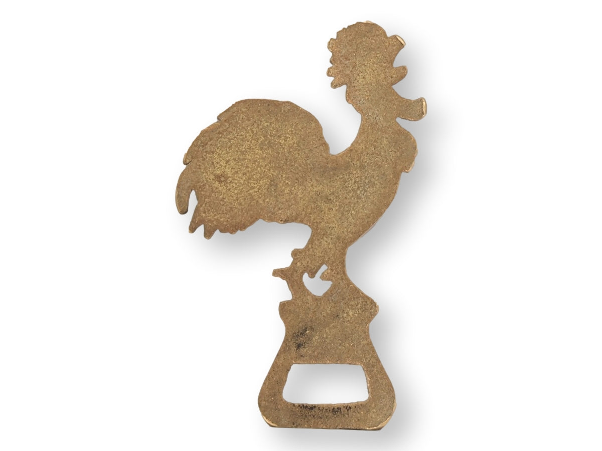 English Brass Rooster Figural Bottle Opener