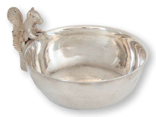 English Squirrel Silverplate Trinket Dish
